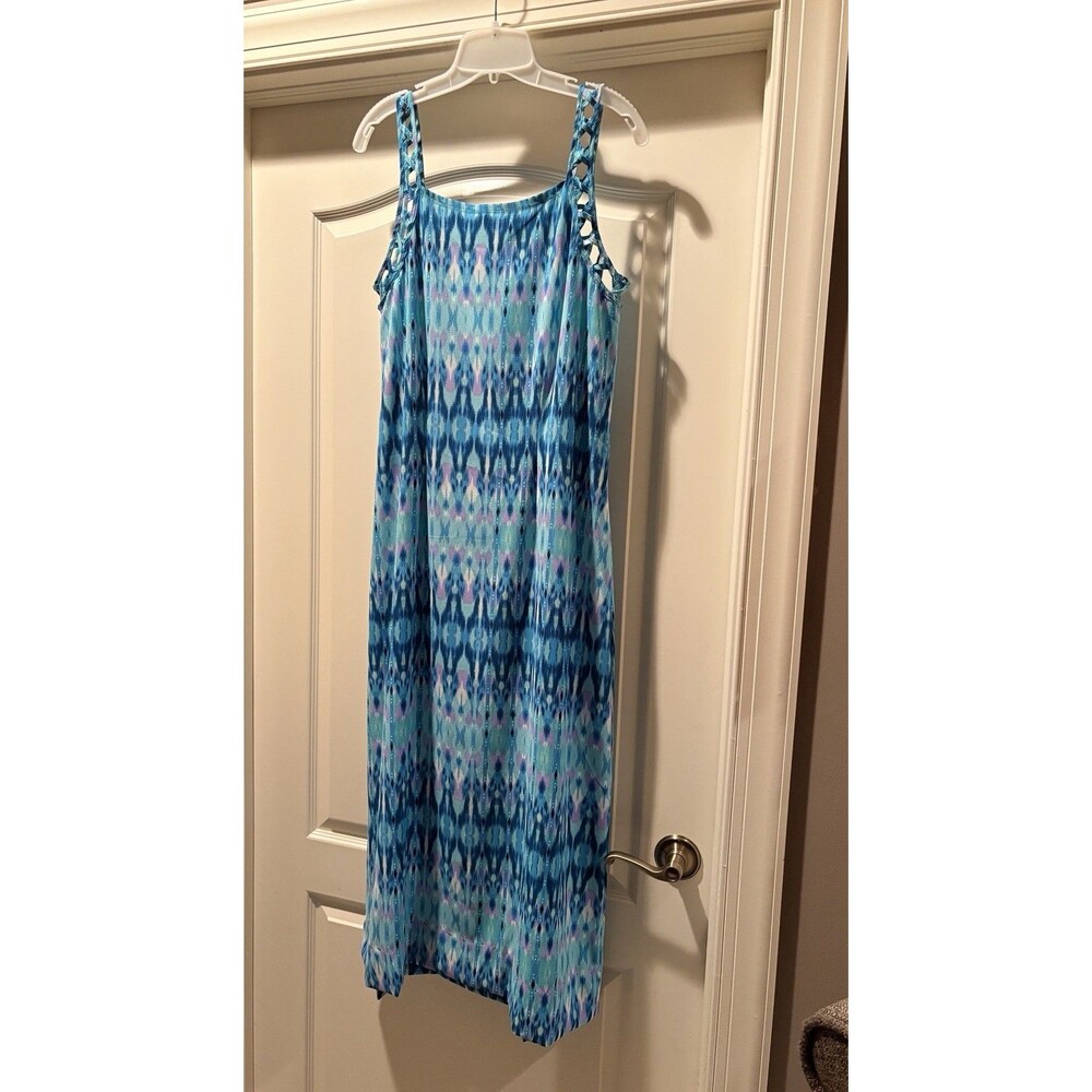 Women's Dotti Dress Size 10 Blue Tie Die Vibe Sleeveless Summer Vintage 90s Boho - Picture 3 of 14
